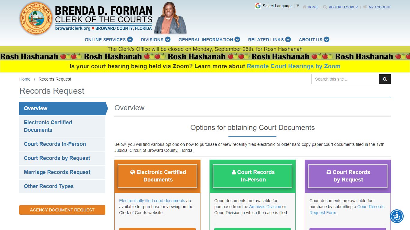 Records Request - Broward County Clerk of Courts